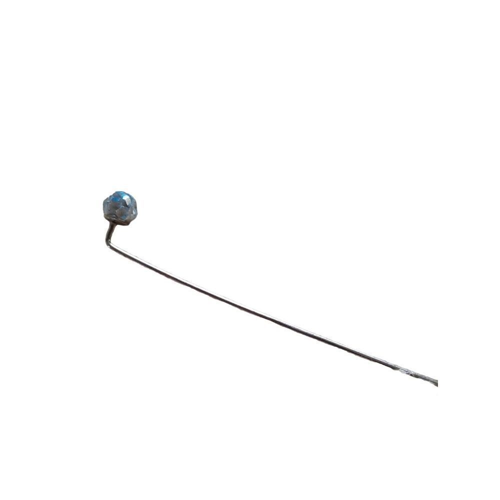 Blue Bead Stick Pin with Silver-Tone Shaft
